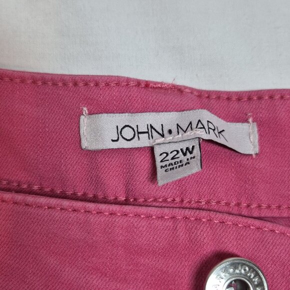 John Mark Women's Jeans Pants 22W Stretch Frayed Raw Fringe Ankle Fuchsia (11) - Picture 7 of 16